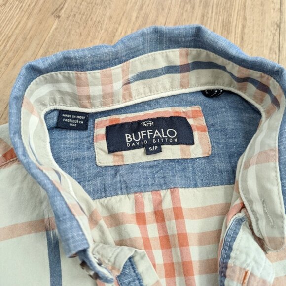 Buffalo David Bitten 100% cotton plaid denim long sleeve button down shi… - Picture 3 of 4